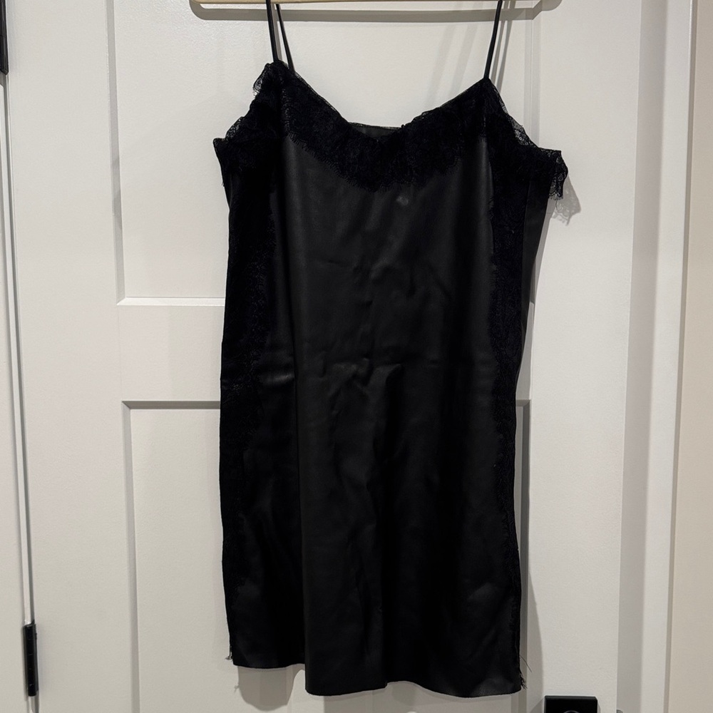 Zara faux leather Black Lace Dress